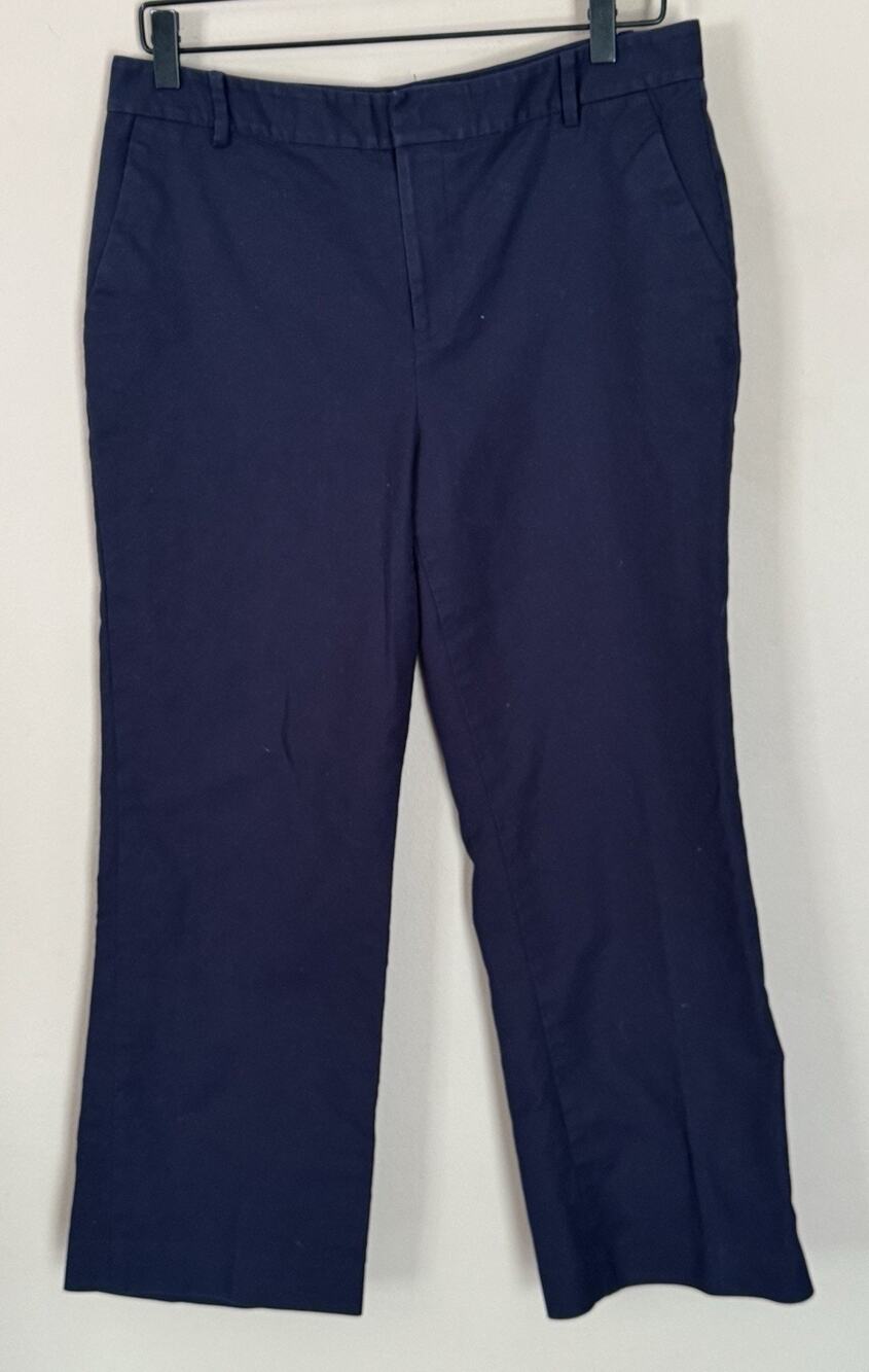 Ralph Lauren Womens 10 Navy Blue Chino Pants Stretch Nautical Preppy Trousers